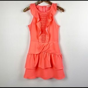 Maje • Neon Orange Ruffle Dress
